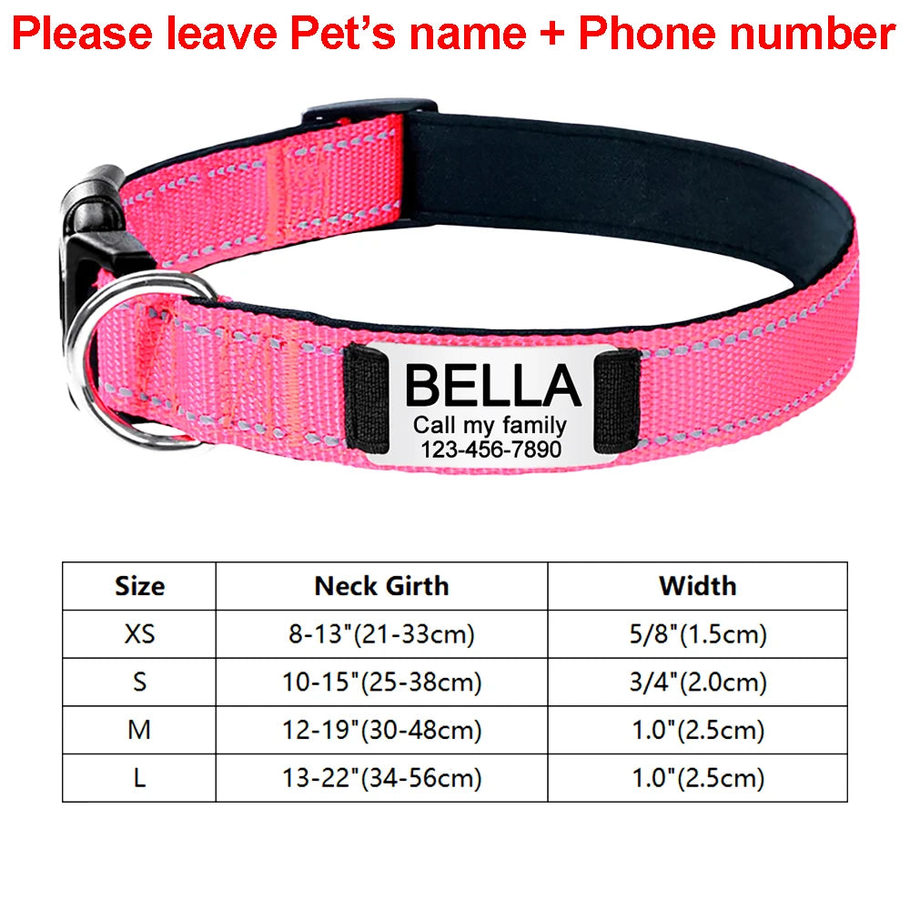 Custom Engraved Dog Collar Personalized Nylon Name ID for Pet