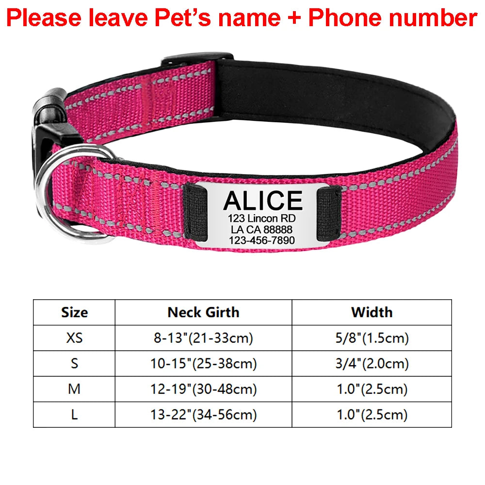 Custom Engraved Dog Collar Personalized Nylon Name ID for Pet