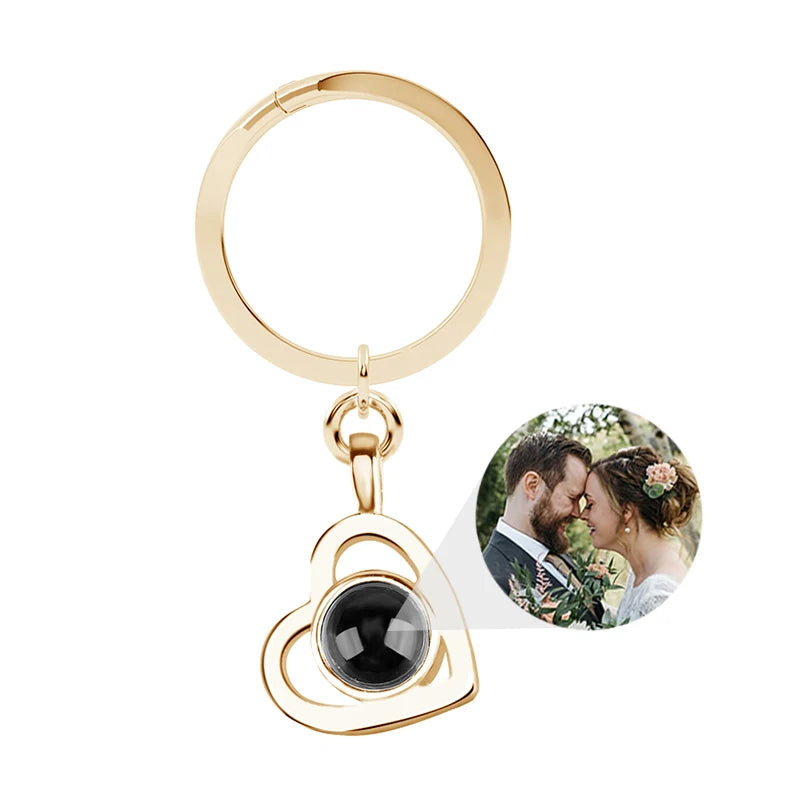 Personalized Photo Projection Keychain Custom Heart Photo Keyring Projection Keychain for Women Anniversary Memorial Gifts