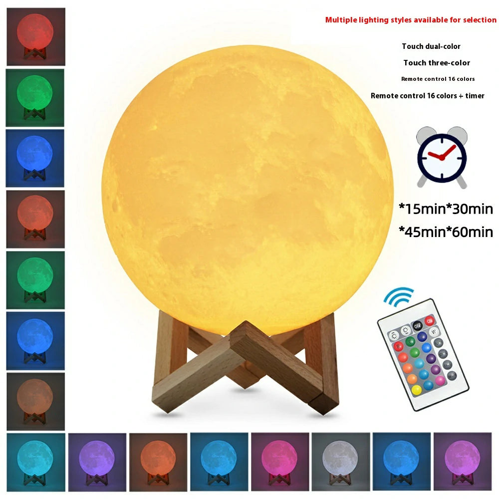 Personalized 3D Printed Moon Lamp Customizable Night Light Creative Gift