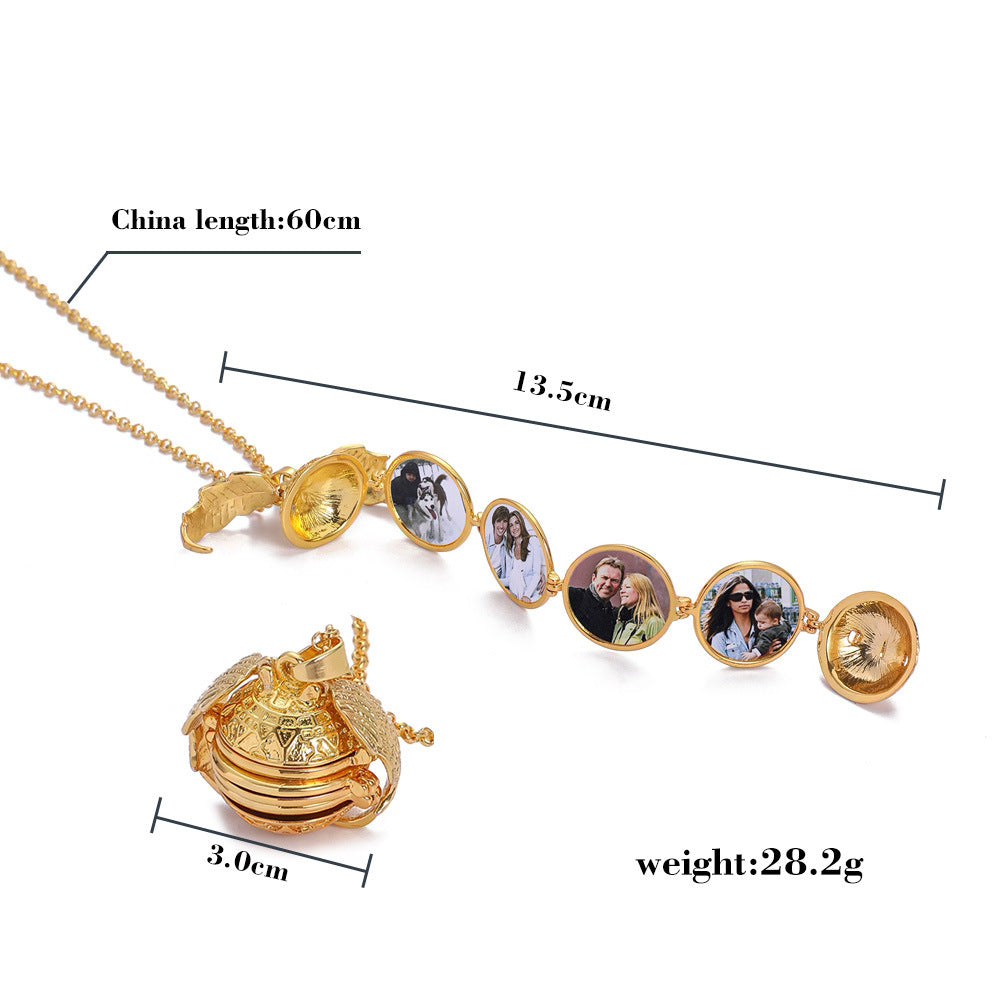 Custom Photo Wings Necklace Pendant Personalized Locket Frame Antique Gift