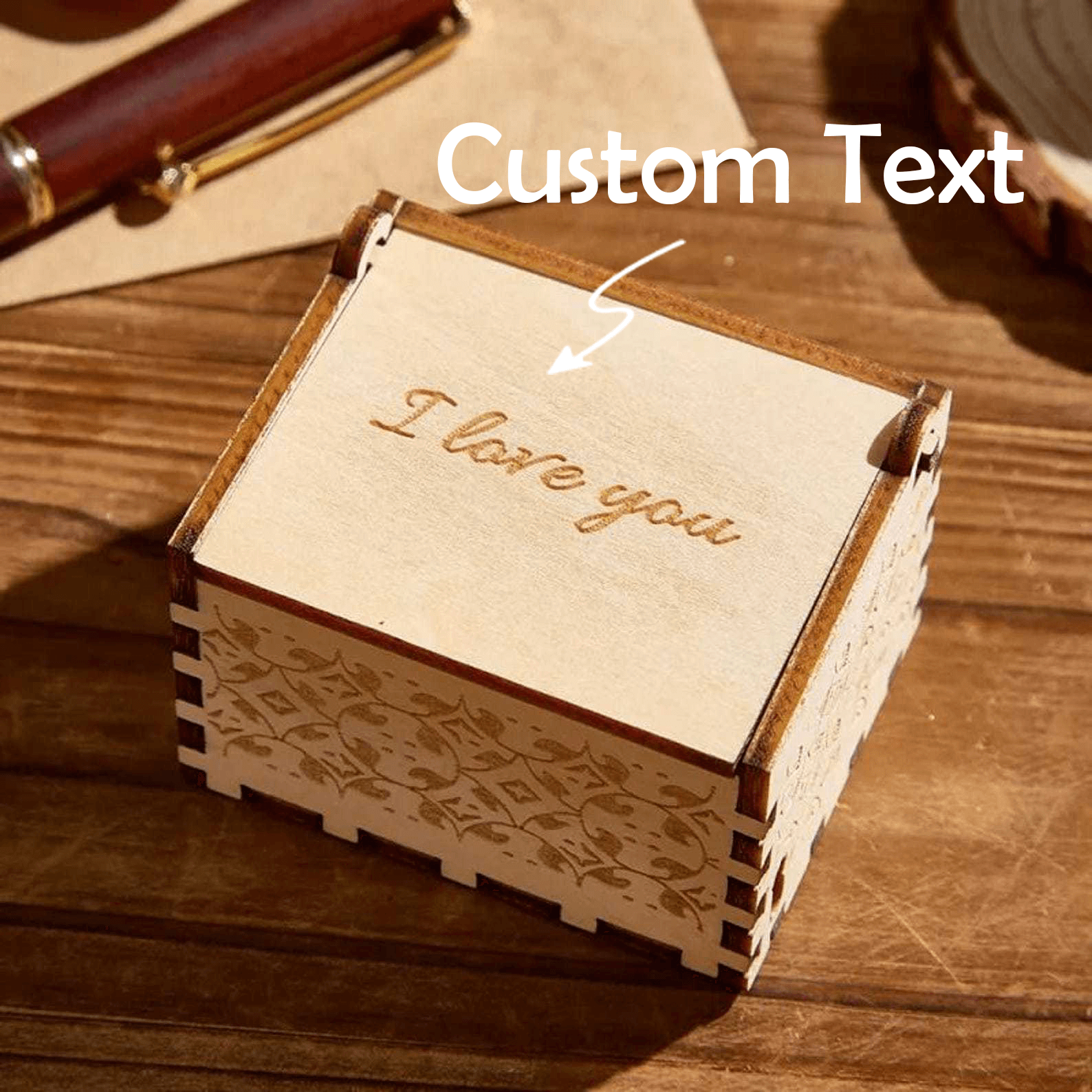 Custom Wooden Music Box Personalized Song & Text & Photo