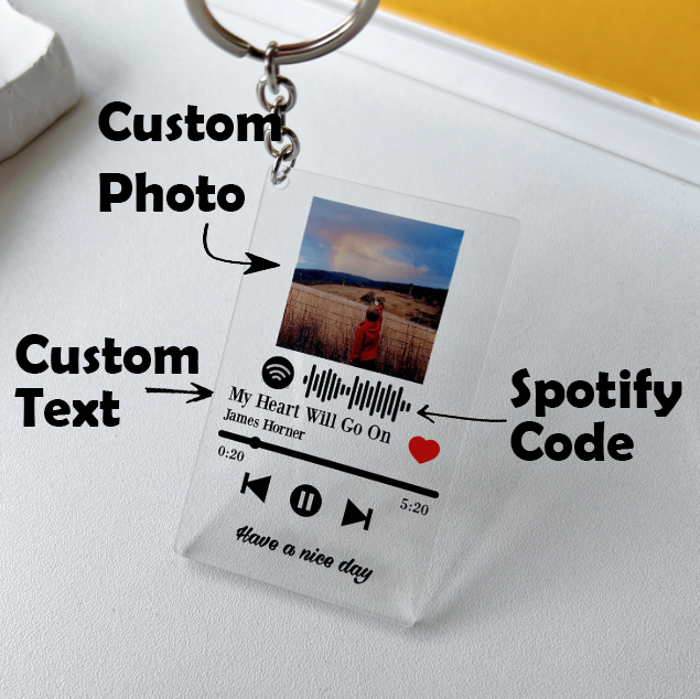 Personalized Scannable Music Keychain Spotify QR Code Plaque Custom Song & Photo Acrylic BFF Gift