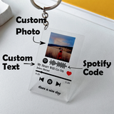 Personalized Scannable Music Keychain Spotify QR Code Plaque Custom Song & Photo Acrylic BFF Gift
