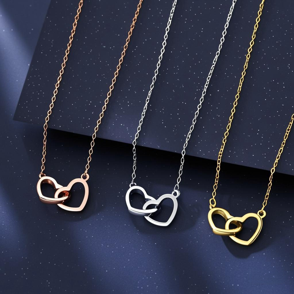 Personalized Titamium Steel Double Heart Shaped Necklace Engraving Text Customized Gift