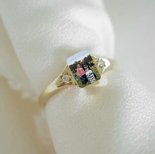 Personalized Color Printed Photo Ring Custom Gift For Lovers