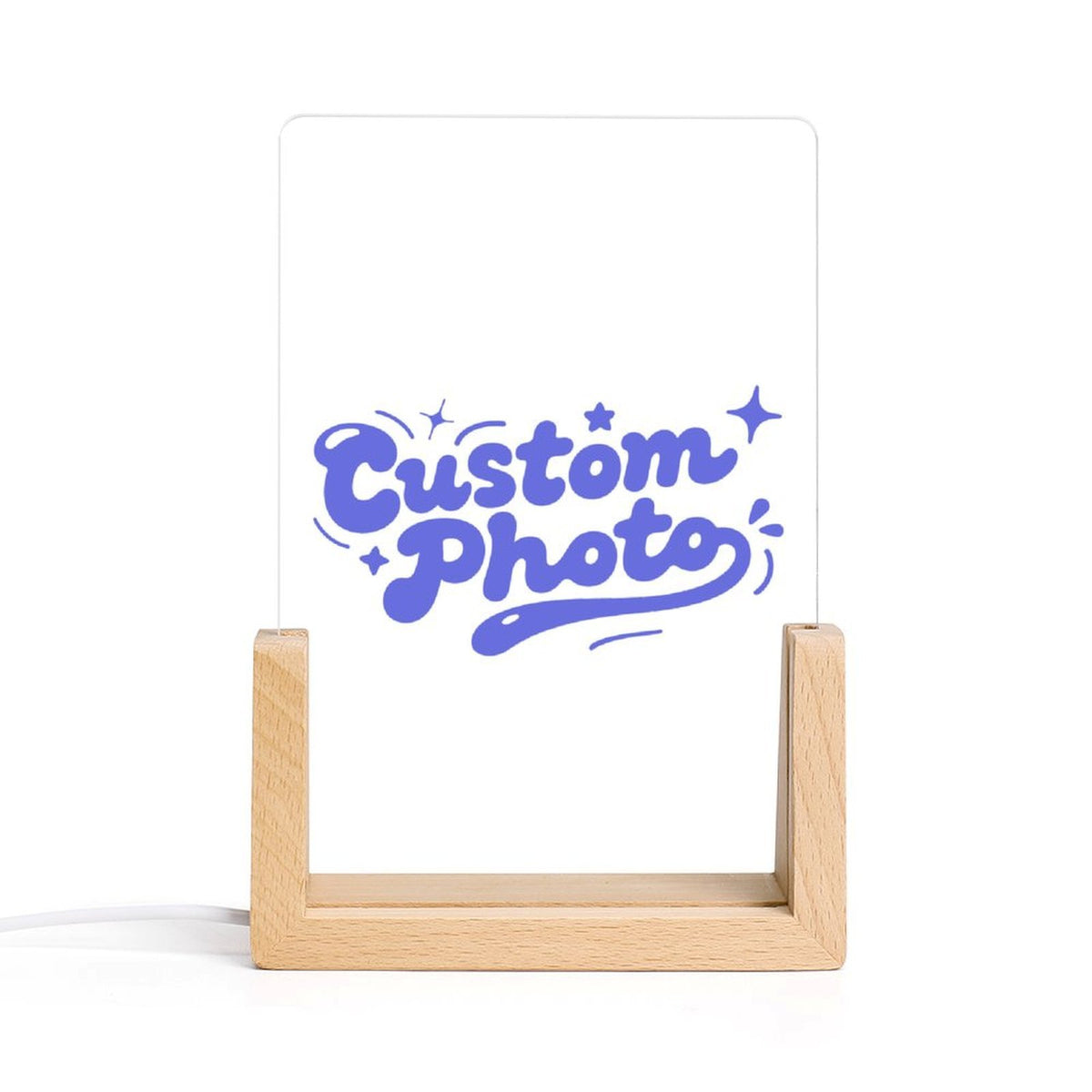 Custom Photo Acrylic Night Light Wood Base Color Changing Personalized Gift