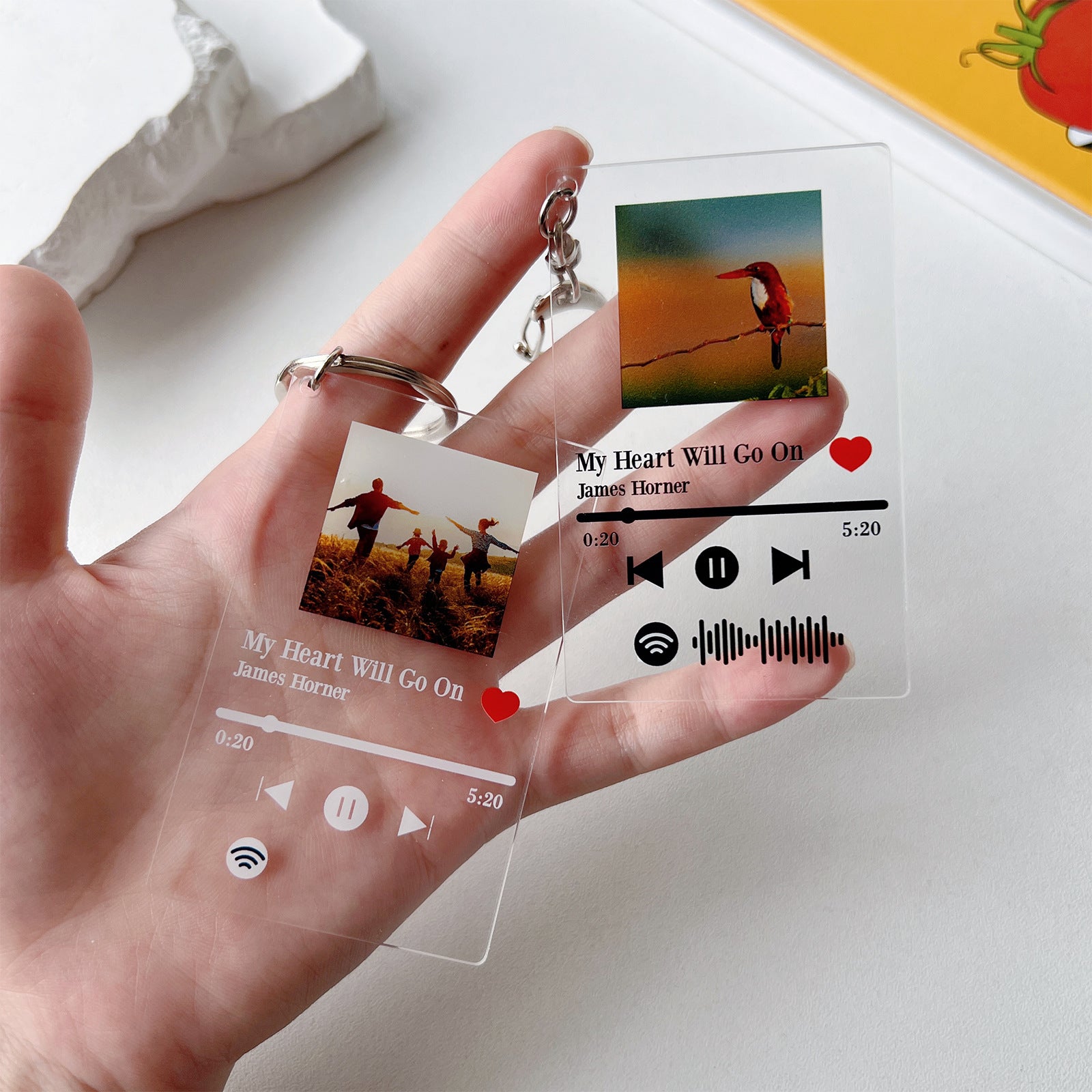 Personalized Scannable Music Keychain Spotify QR Code Plaque Custom Song & Photo Acrylic BFF Gift
