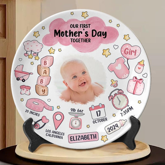 Custom Photo Personalized Newborn Baby Ceramic Plate