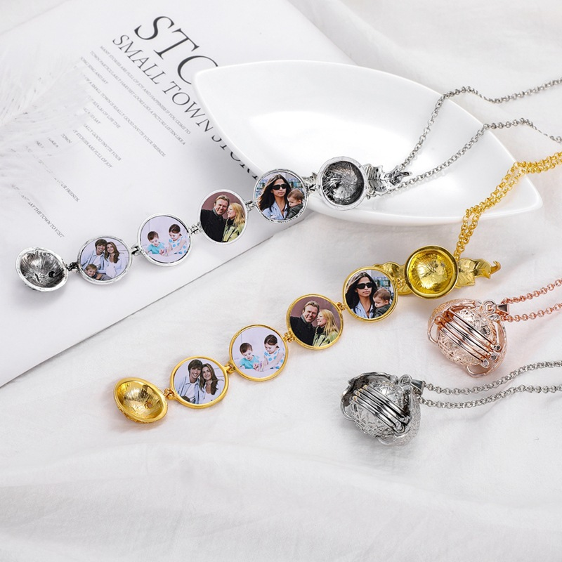 Custom Photo Wings Necklace Pendant Personalized Locket Frame Antique Gift