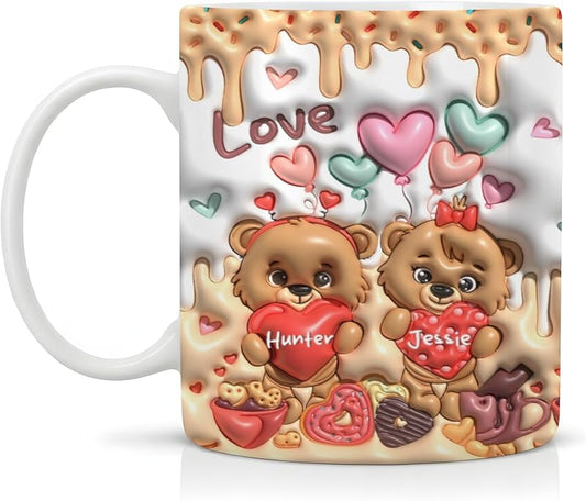 Personalized 3D Inflated Effect Mug Custom Family Names With Kids